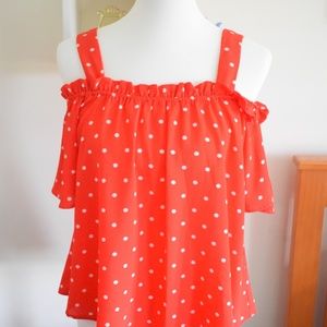 Red Polka Dot Off-the-Shoulder Top